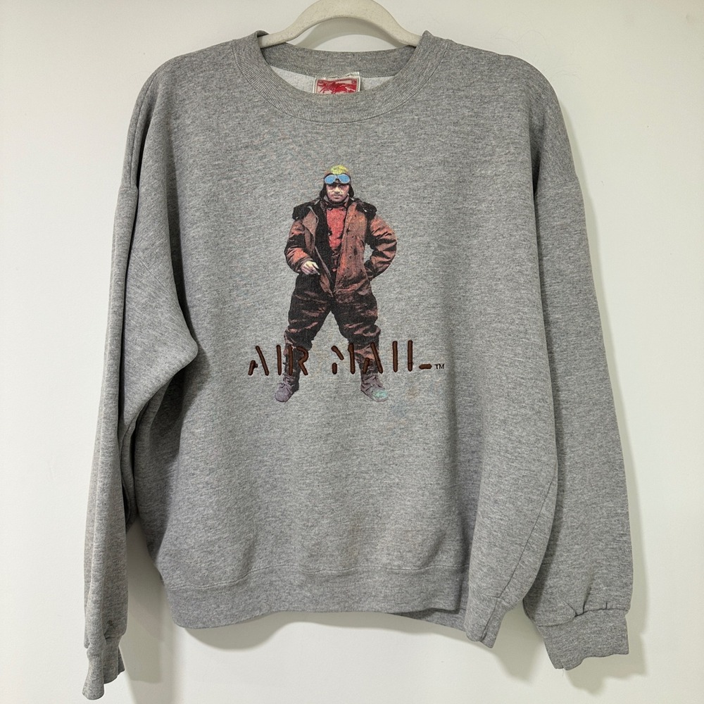 Vintage 1997 USPS Air Mail Pony Express Sweatshirt Mens L Gray Graphic USA